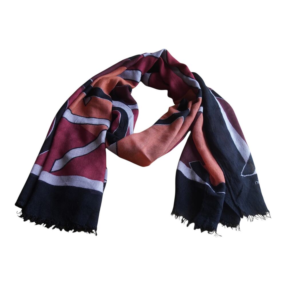 Calvin Klein Abstract Logo Scarf Oversized Wrap Red Black - Picture 7 of 10